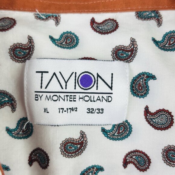 Tayion by Montee Holand Mens Sz XL Paisley Long Sleeve Button Up White Shirt - Picture 3 of 8